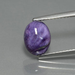 Caroite viola naturale da 1,93 ct, taglio ovale, opaco