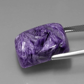Caroite naturale viola da 29,63 ct, taglio a cuscino, opaco