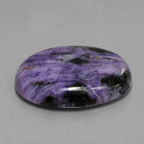 Caroite viola naturale da 31,77 ct, taglio ovale, opaco
