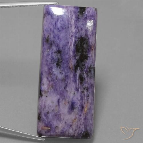58.04ct Naturale Viola scuro Charoite, Taglio a baguette, Opaco
