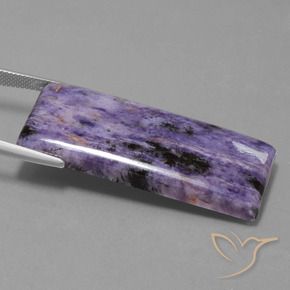 Charoite Viola scuro naturale da 58.04 ct, Taglio a baguette, Opaco