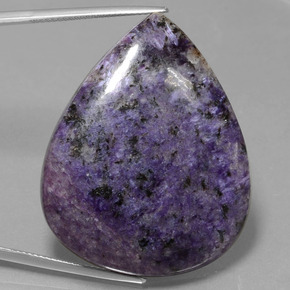 Charoite Viola scuro naturale da 67.98 ct, Forma a pera, Opaco