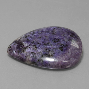 Charoite Viola scuro naturale da 67.98 ct, Forma a pera, Opaco