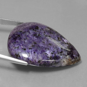 Charoite Viola scuro naturale da 67.98 ct, Forma a pera, Opaco