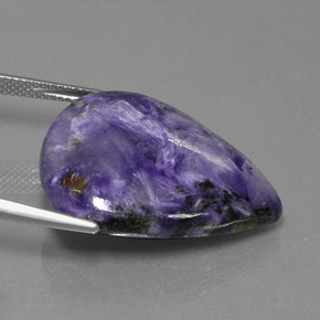Charoite Viola naturale da 25.35 ct, Forma a pera, Opaco