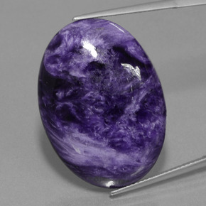 Charoite Viola scuro naturale da 34.59 ct, Taglio ovale, Opaco