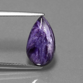 Caroite naturale viola da 4,07 ct, taglio a pera, opaco