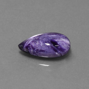 Caroite naturale viola da 4,07 ct, taglio a pera, opaco