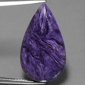 Caroite naturale viola da 15,63 ct, taglio a pera, opaco