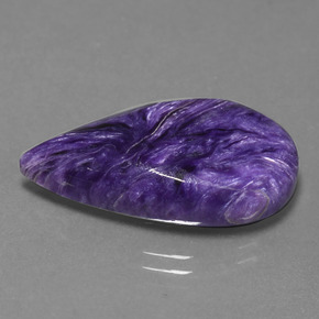 Caroite naturale viola da 15,63 ct, taglio a pera, opaco