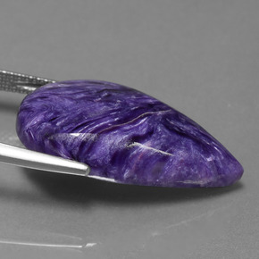 Caroite naturale viola da 15,63 ct, taglio a pera, opaco