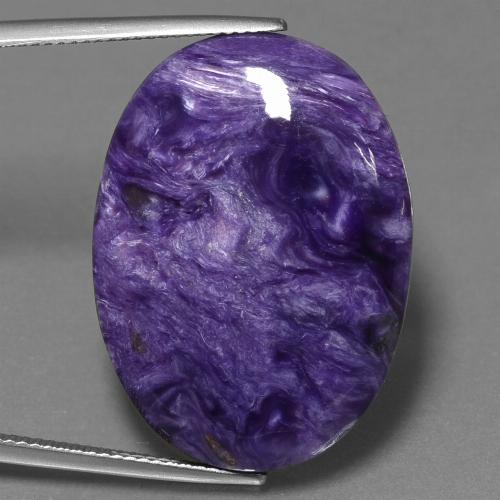 Charoite Viola medio-scuro naturale da 32.90 ct, Taglio ovale, Opaco
