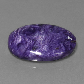 Charoite Viola medio-scuro naturale da 32.90 ct, Taglio ovale, Opaco