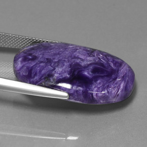 Charoite Viola medio-scuro naturale da 32.90 ct, Taglio ovale, Opaco