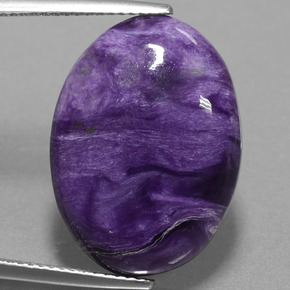 Caroite viola naturale da 15,04 ct, taglio ovale, opaco