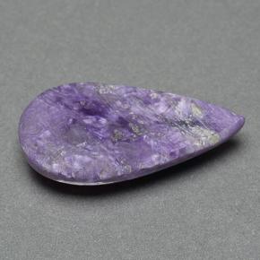 Caroite naturale viola da 8,98 ct, taglio a pera, opaco