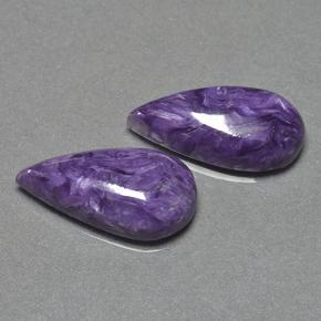 Caroite naturale viola da 12,53 ct, taglio a pera, opaco