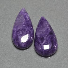 Gemme di Charoite Viola naturale da 12.58 ct, Forma a pera, Opaco