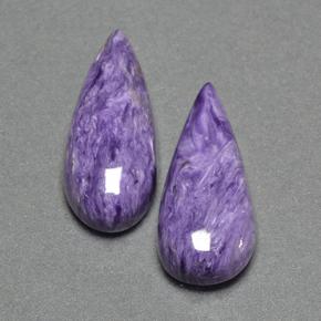 Caroite naturale viola da 13,24 ct, taglio a pera, opaco