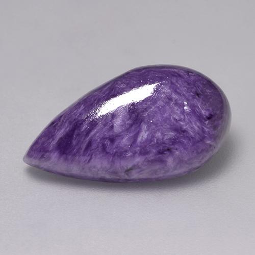 Caroite velluto viola viola naturale da 6,47 ct, taglio a pera, opaco