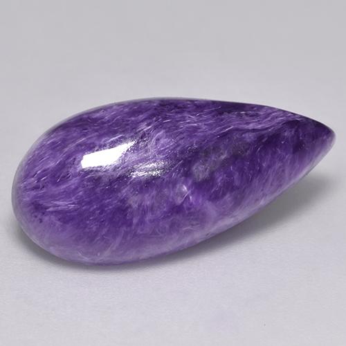 Caroite naturale viola da 9,88 ct, taglio a pera, opaco