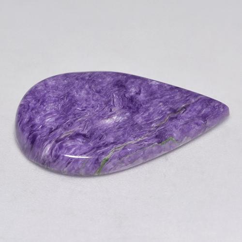 Caroite naturale viola da 8,71 ct, taglio a pera, opaco