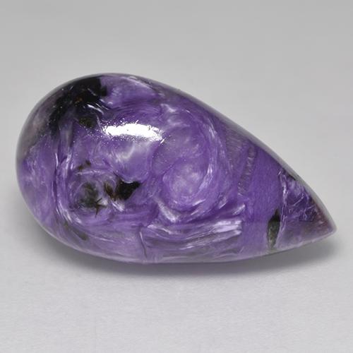Charoite Viola scuro naturale da 12.28 ct, Forma a pera, Opaco