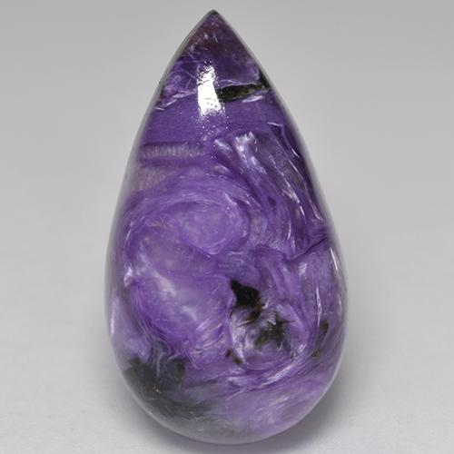 Charoite Viola scuro naturale da 12.28 ct, Forma a pera, Opaco