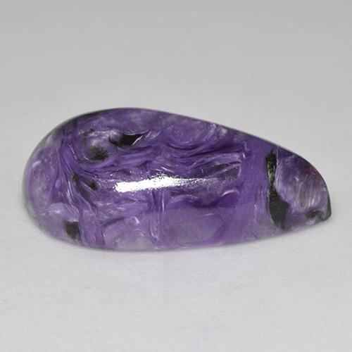 Charoite Viola scuro naturale da 12.28 ct, Forma a pera, Opaco