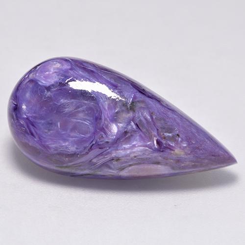 Caroite viola medio naturale da 12,73 ct, taglio a pera, opaco