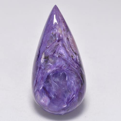 Caroite viola medio naturale da 12,73 ct, taglio a pera, opaco