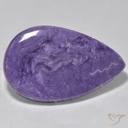 Caroite viola medio naturale da 50,59 ct, taglio a pera, opaco