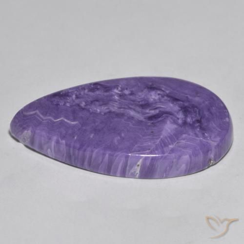 Caroite viola medio naturale da 50,59 ct, taglio a pera, opaco