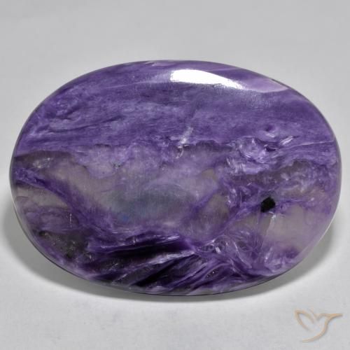 Charoite Viola scuro naturale da 65.30 ct, Taglio ovale, Traslucido