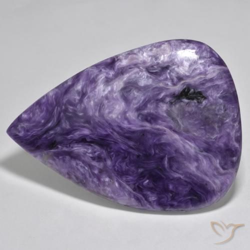 Charoite Viola medio naturale da 104.77 ct, Forma a pera, Opaco