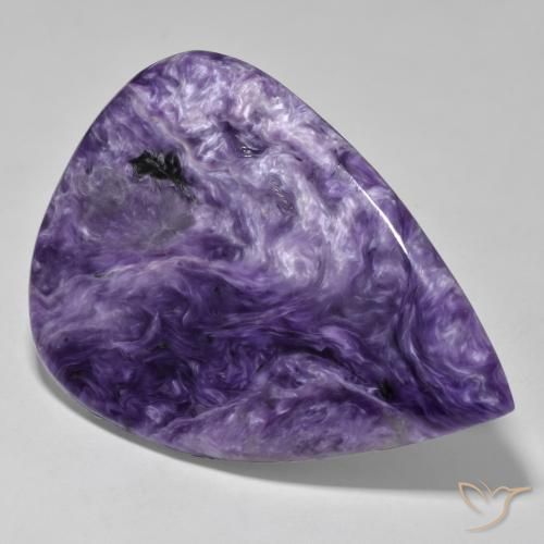 Charoite Viola medio naturale da 104.77 ct, Forma a pera, Opaco