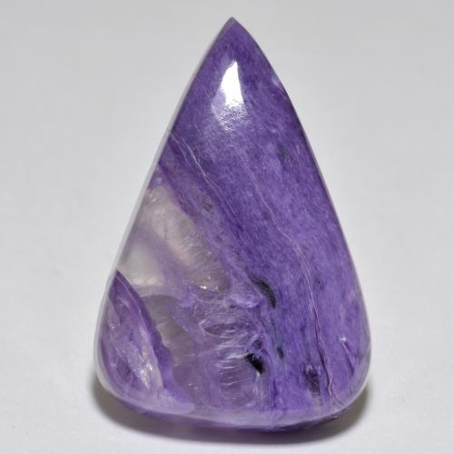 Caroite naturale viola da 21,84 ct, taglio a pera, traslucido