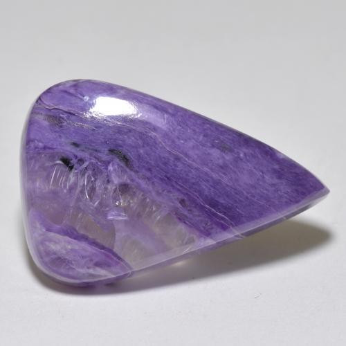 Caroite naturale viola da 21,84 ct, taglio a pera, traslucido