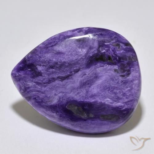 Charoite Violetto medio profondo naturale da 43.63 ct, Forma a pera, Opaco
