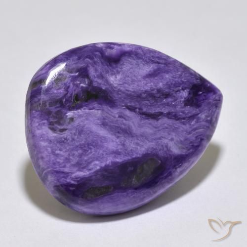 Charoite Violetto medio profondo naturale da 43.63 ct, Forma a pera, Opaco