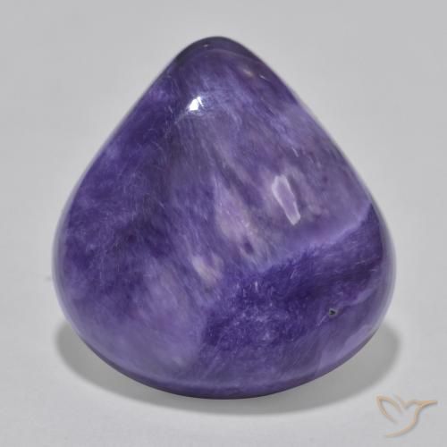 Caroite naturale viola da 12,93 ct, taglio a pera, opaco