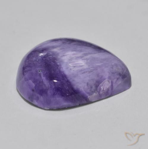Caroite naturale viola da 12,93 ct, taglio a pera, opaco