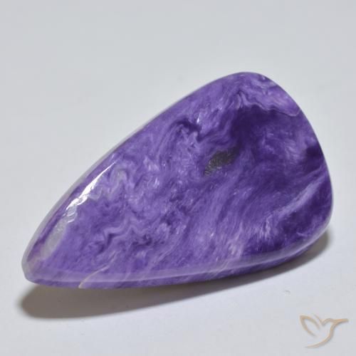 Caroite naturale viola da 25,37 ct, taglio a pera, opaco