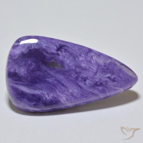 Caroite naturale viola da 25,37 ct, taglio a pera, opaco