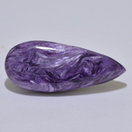 Charoite Viola scuro naturale da 17.33 ct, Forma a pera, Opaco