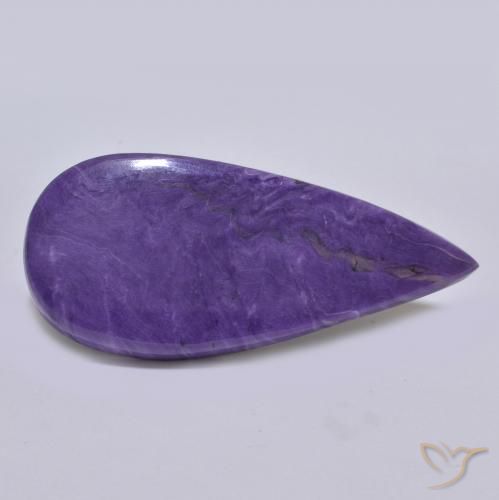 64.39ct Naturale Viola scuro Charoite, Forma a pera, Opaco
