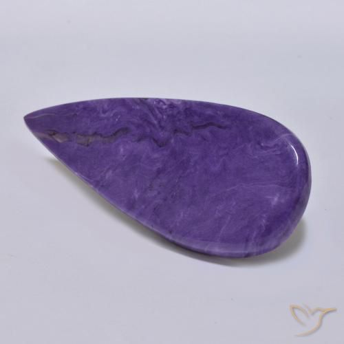 Charoite Viola scuro naturale da 64.39 ct, Forma a pera, Opaco