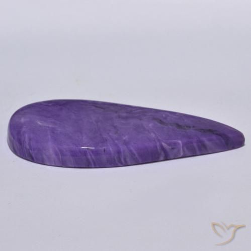 Charoite Viola scuro naturale da 64.39 ct, Forma a pera, Opaco