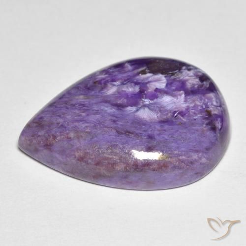 Charoite Medium Dark-Violet naturale da 14.25 ct, Forma a pera, Opaco