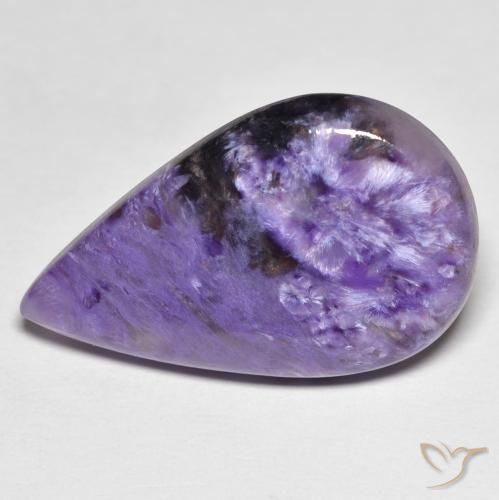 Caroite naturale viola da 11,83 ct, taglio a pera, opaco
